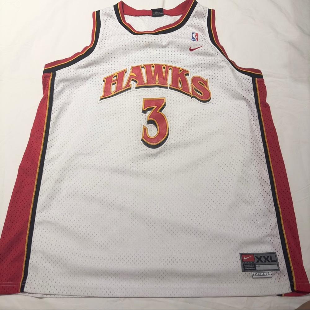 NBA Shareef Abdur-Rahim Atlanta Hawks 3 Nike XXL White Jersey Red Yellow Vtg